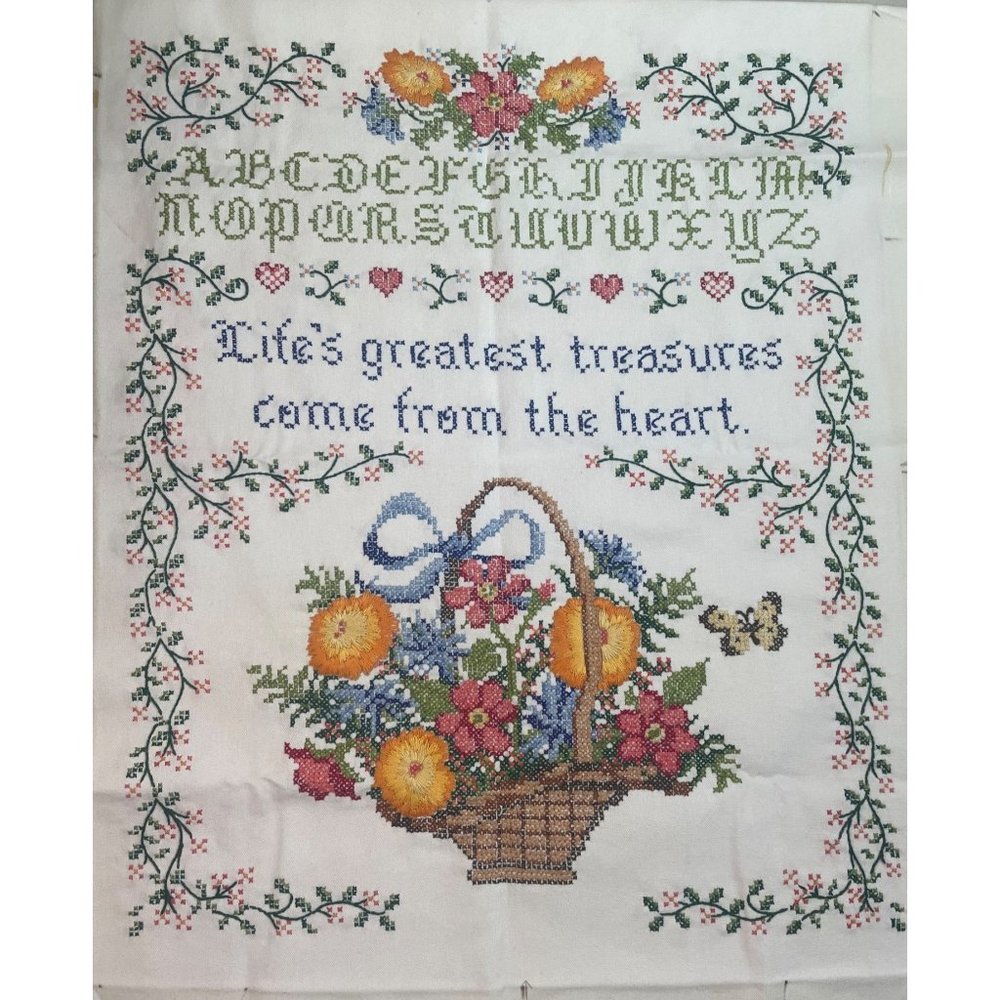 Vintage Dimensions Inc Embroidery Cross Stitch Sampler 1988 Alphabet Floral Flow